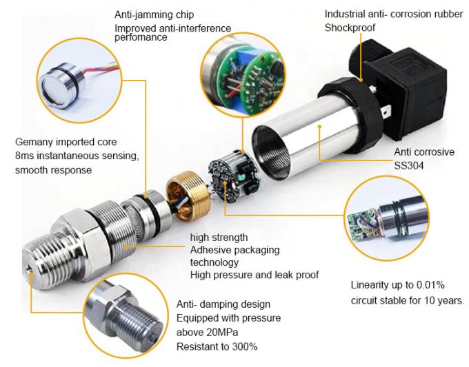 Keramik Sistem Hidraulik Sensor Tekanan Minyak Barometrik 100MPa 0