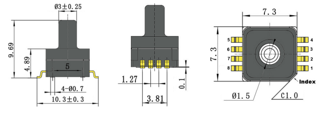 5V 700kPa Amplified Analog Output Sensor Tekanan Atmosfer 0